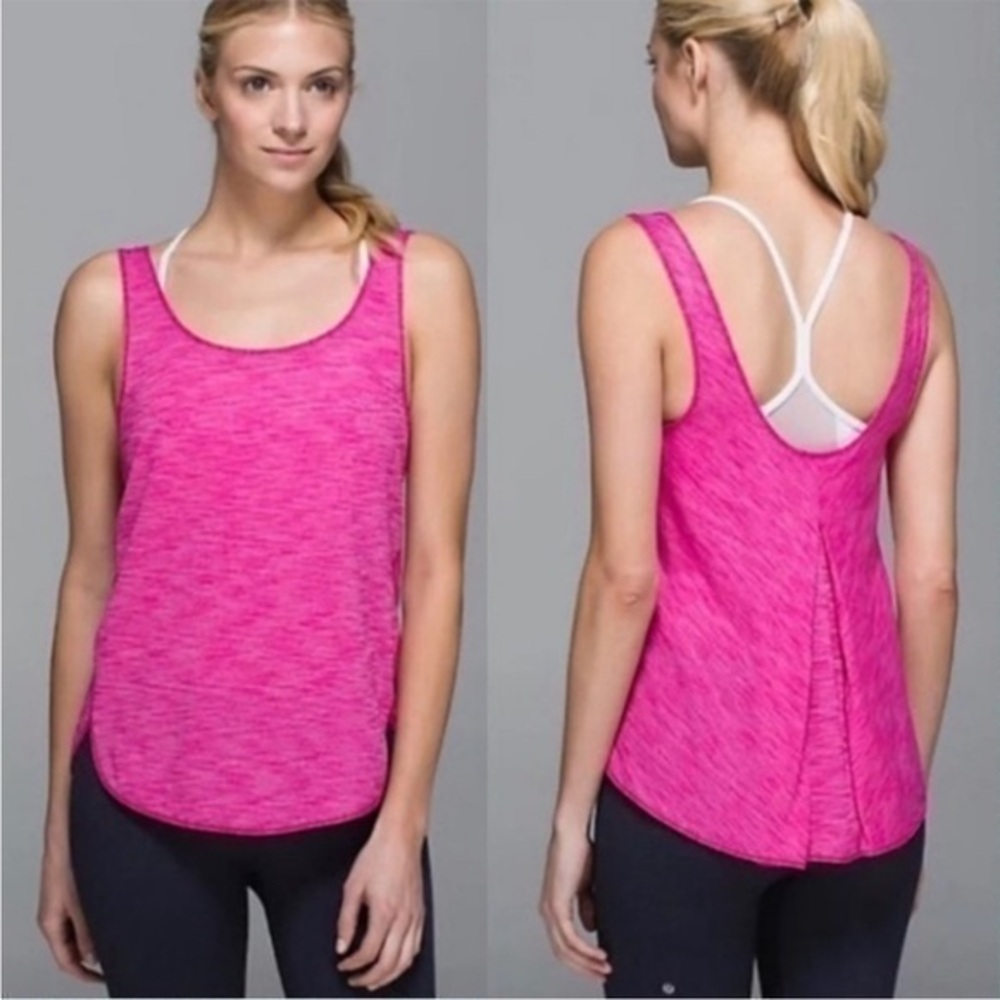 Lululemon Straight Up Singlet Heathered Jeweled Magenta Hot Pink Scoop Tank Top